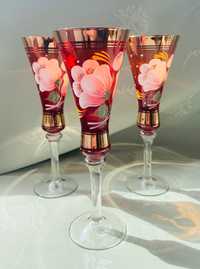 Кристални чаши за вино, ръчно рисувани
