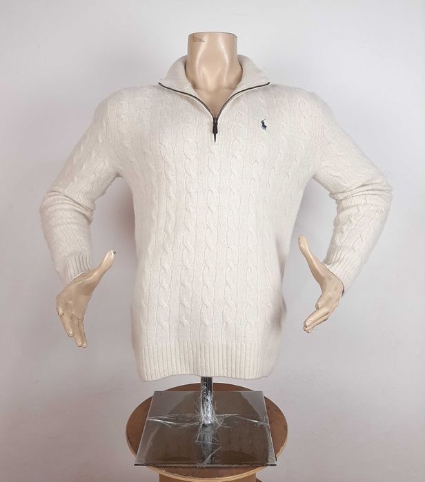 Polo Ralph Lauren Cable-Knit Zip - Оригинален мъжки пуловер с кашмир L