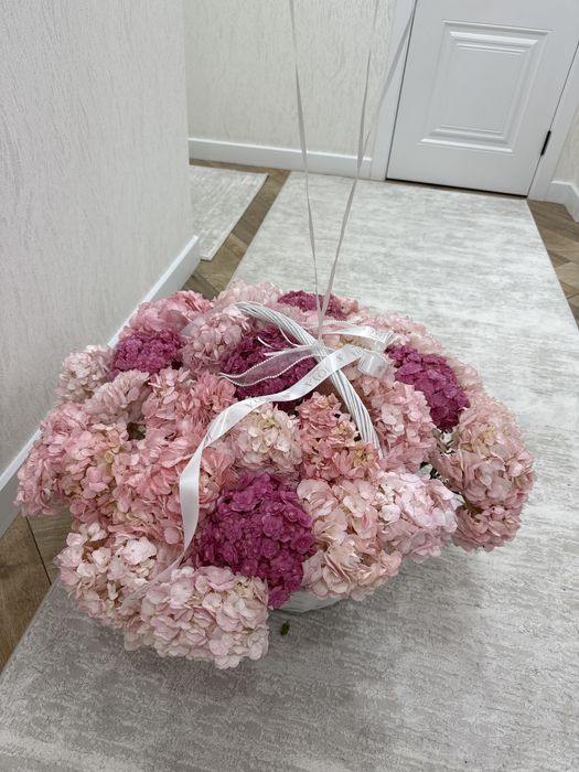 Букет гориензии 35 шт в корзине