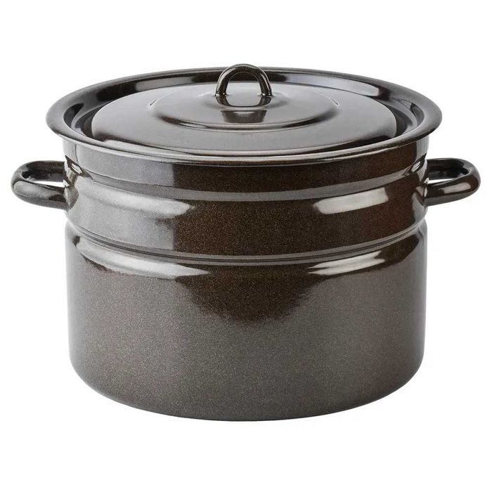 Большая эмалированная кастрюля с крышкой, 40,0 л