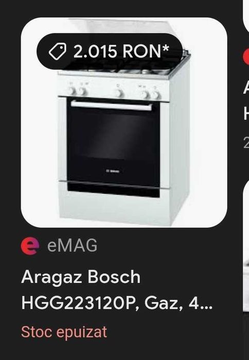 Aragaz Bosch HGG223120P, Gaz, Aprindere electrica plita/cuptor, Alb
