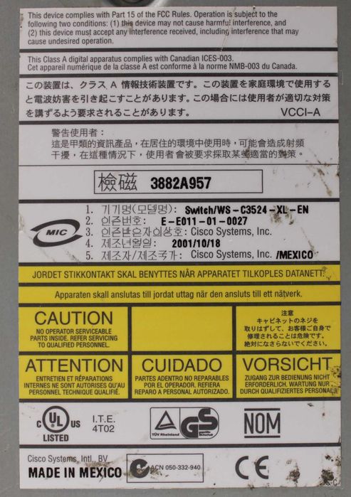 Суич Cisco Catalyst 3524 WS-C3524-XL-EN