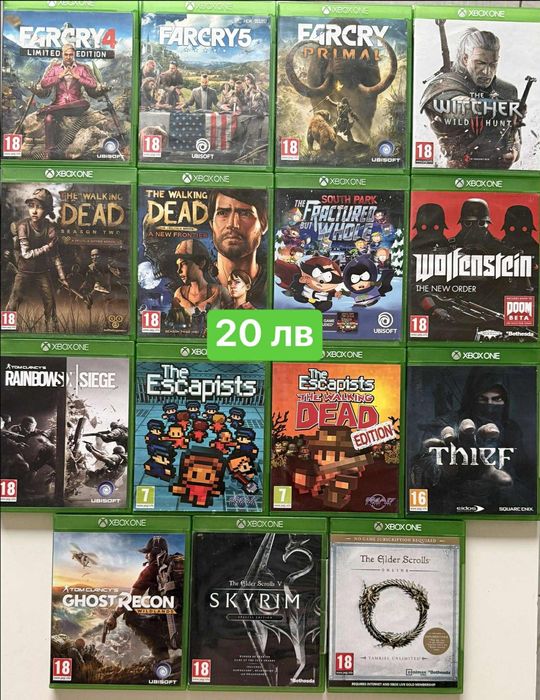 Xbox one : Doom / Dragons / Dishonored/ Halo 5 / Mafia 3 / Witcher