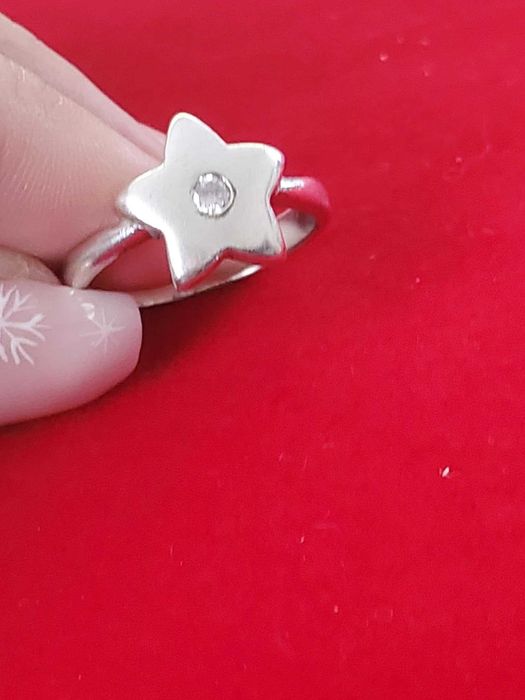 AG22, inel argint 925, nou/marcat, stea cu zirconiu alb, 3,7 grame