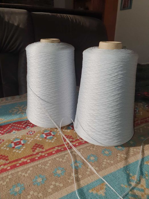 Бобинна прежда, памук и коприна ,леденосиньо