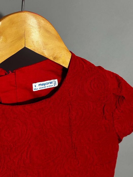 Mayoral girls' red short sleeve dress 8y