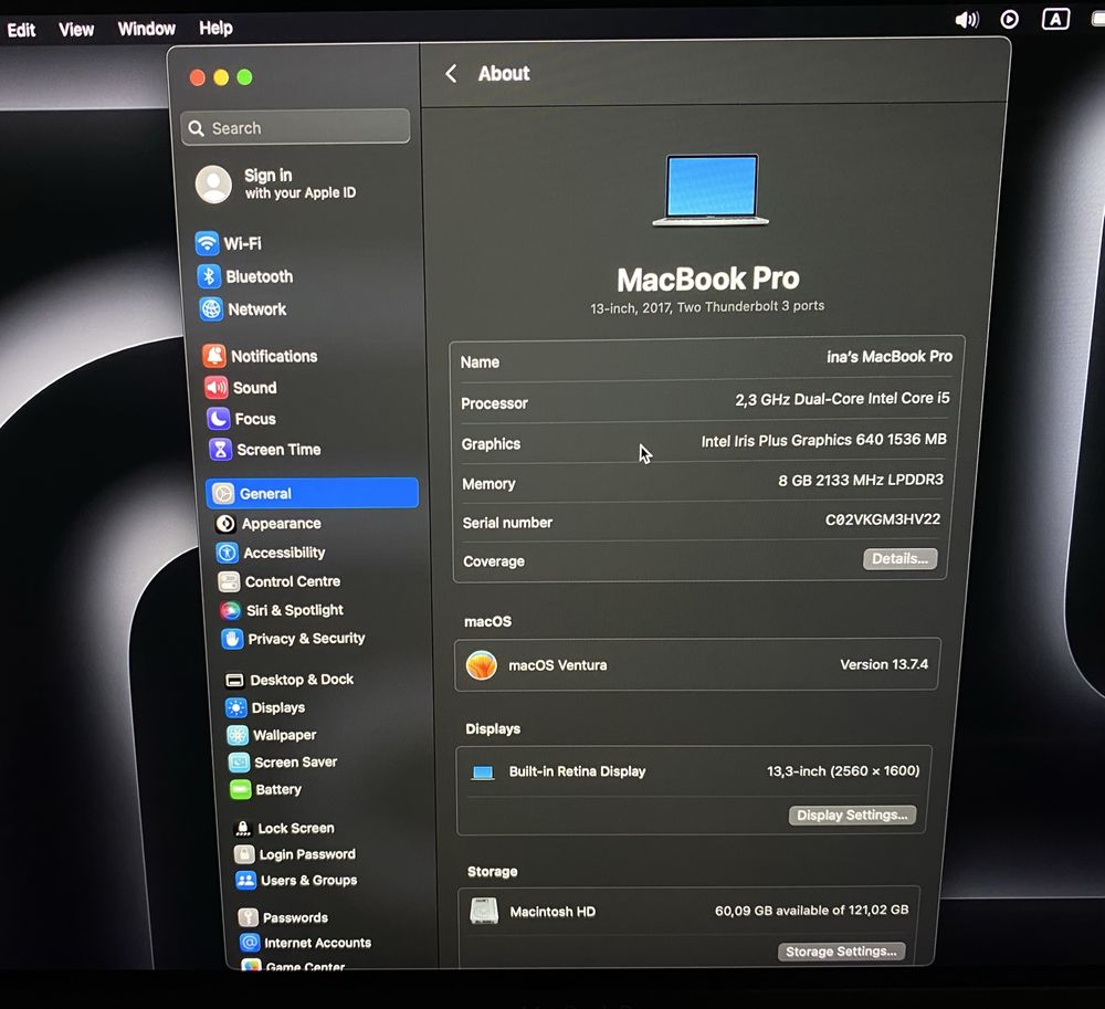 MacBook 13 pro 2017