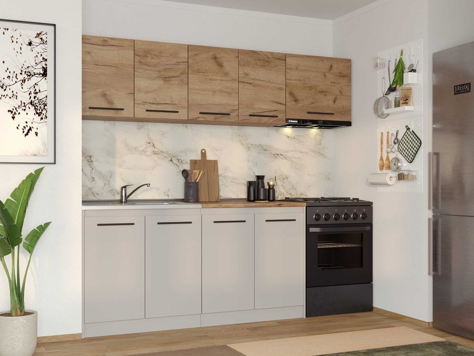 Set Mobila Bucatarie Linea 220 Casmir / Stejar C05 - Transport Gratuit