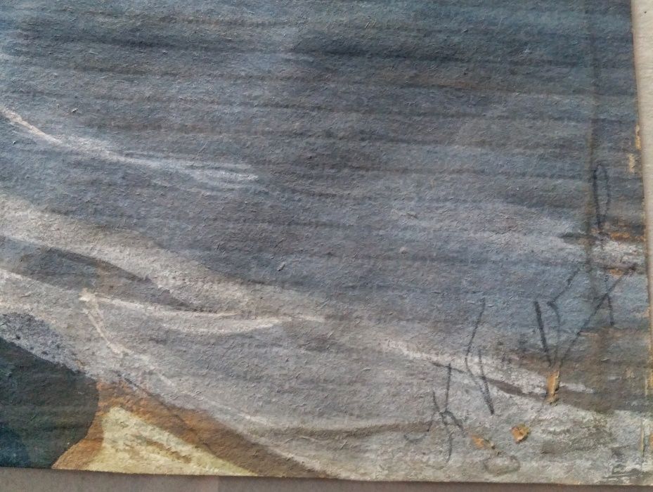 Стара картина гваш "Балчик" на художника Константин Георгиев Щъркелов