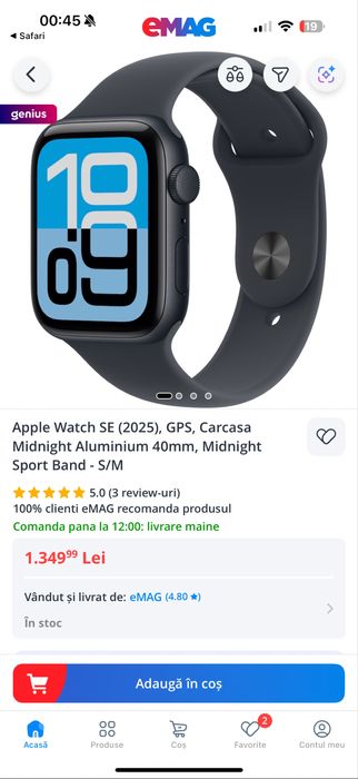 Apple Watch SE (2nd Gen) midnight 40mm / GPS • NOU / SIGILAT •