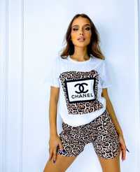 Compleu Chanel animal print, diverse marimi  bumbac cu licra