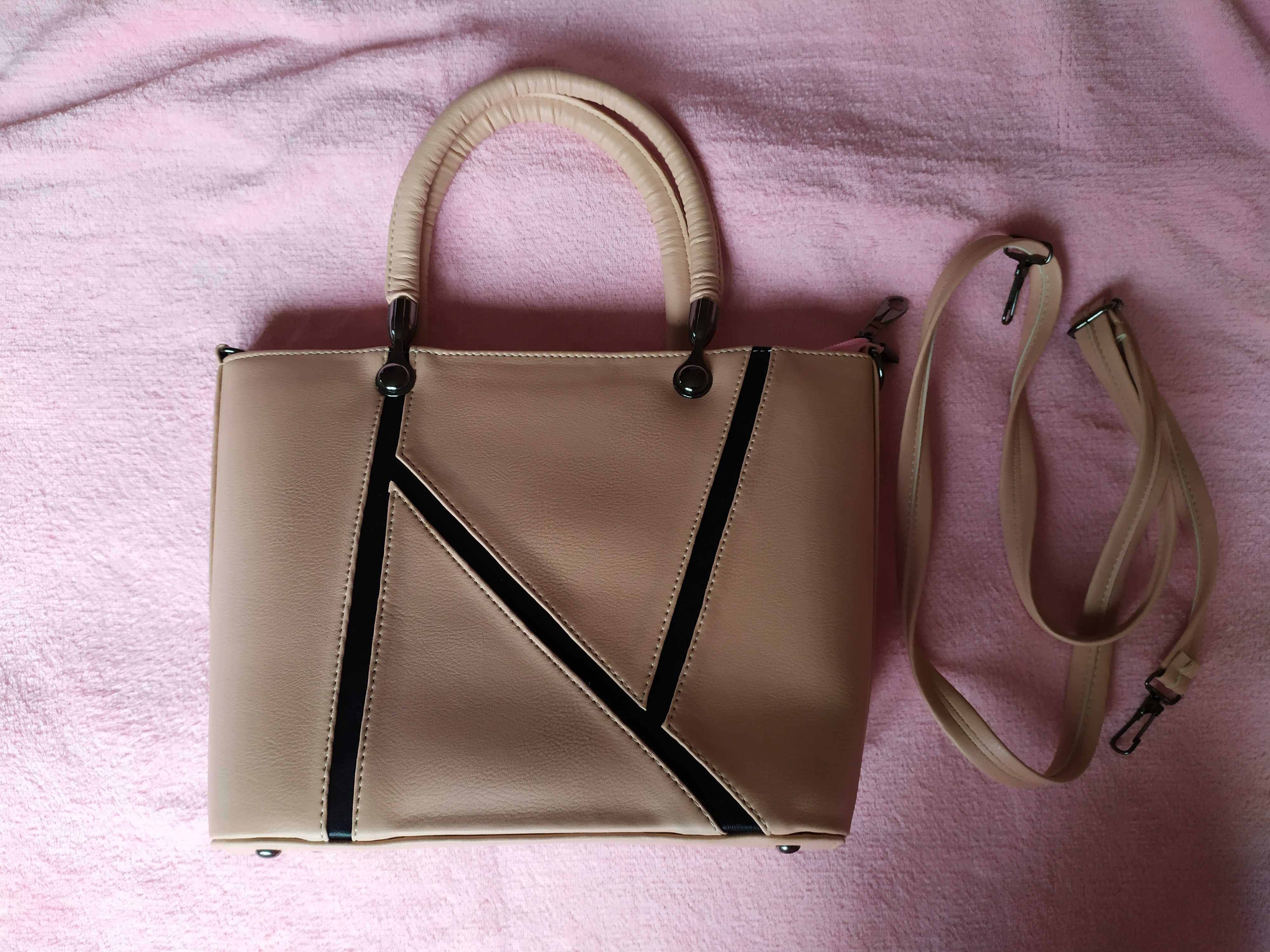 Розова дамска чанта нова Лятна кожена чанта