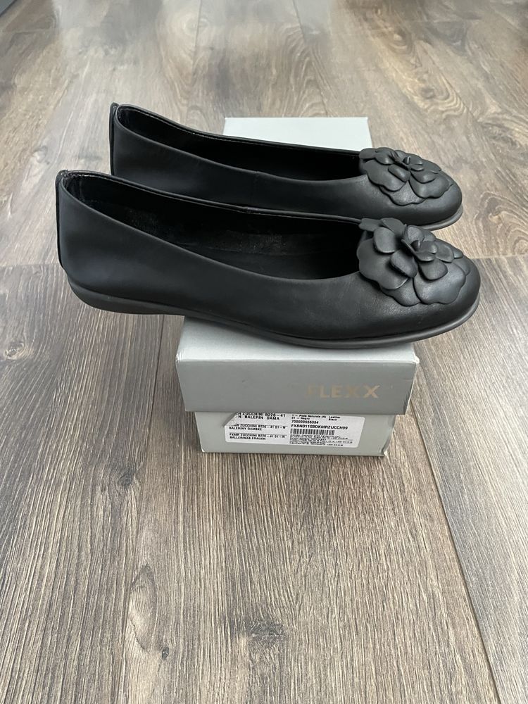 Balerini dama, din piele, marime 37 (us 6), 23 cm, negri, The Flexx