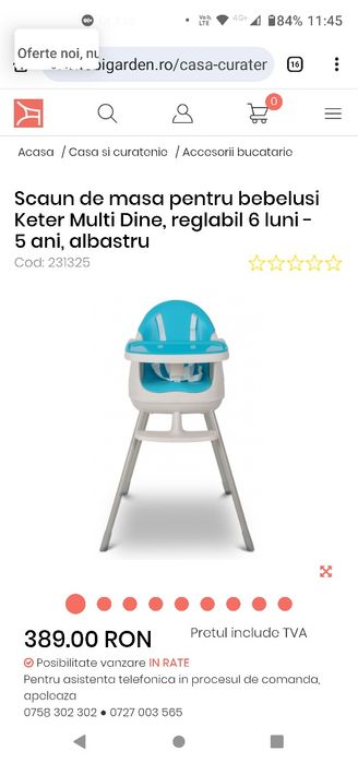 Scaun de masa Keter pentru bebe