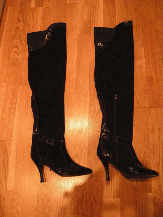 Cizme lungi din piele naturala intoarsa