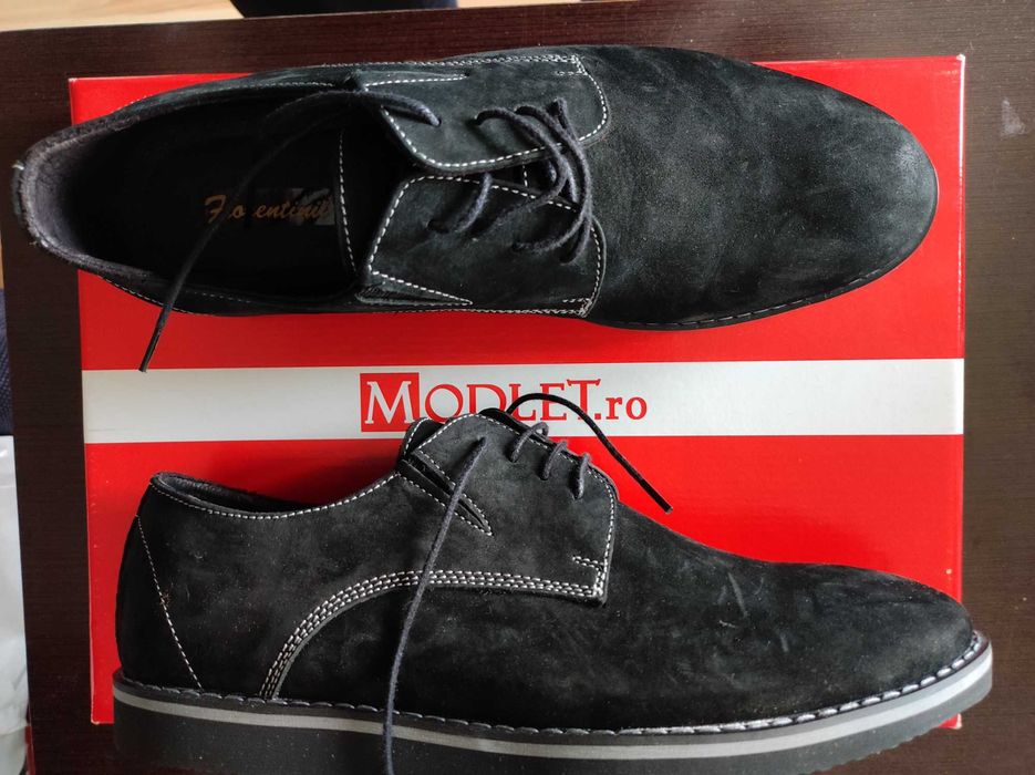 4 Pantofi din piele Modlet negru / burgund, casual, mar. 39/40, noi