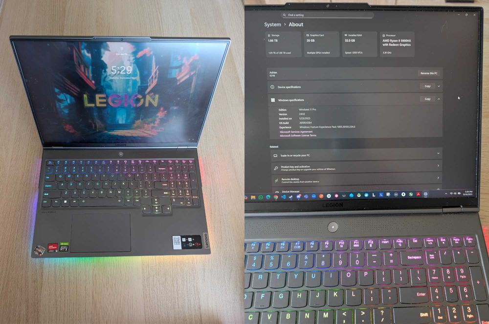 Lenovo Legion 7, Ryzen 9 5900HX, RTX 3080, 32GB RAM, 2TB SSD
