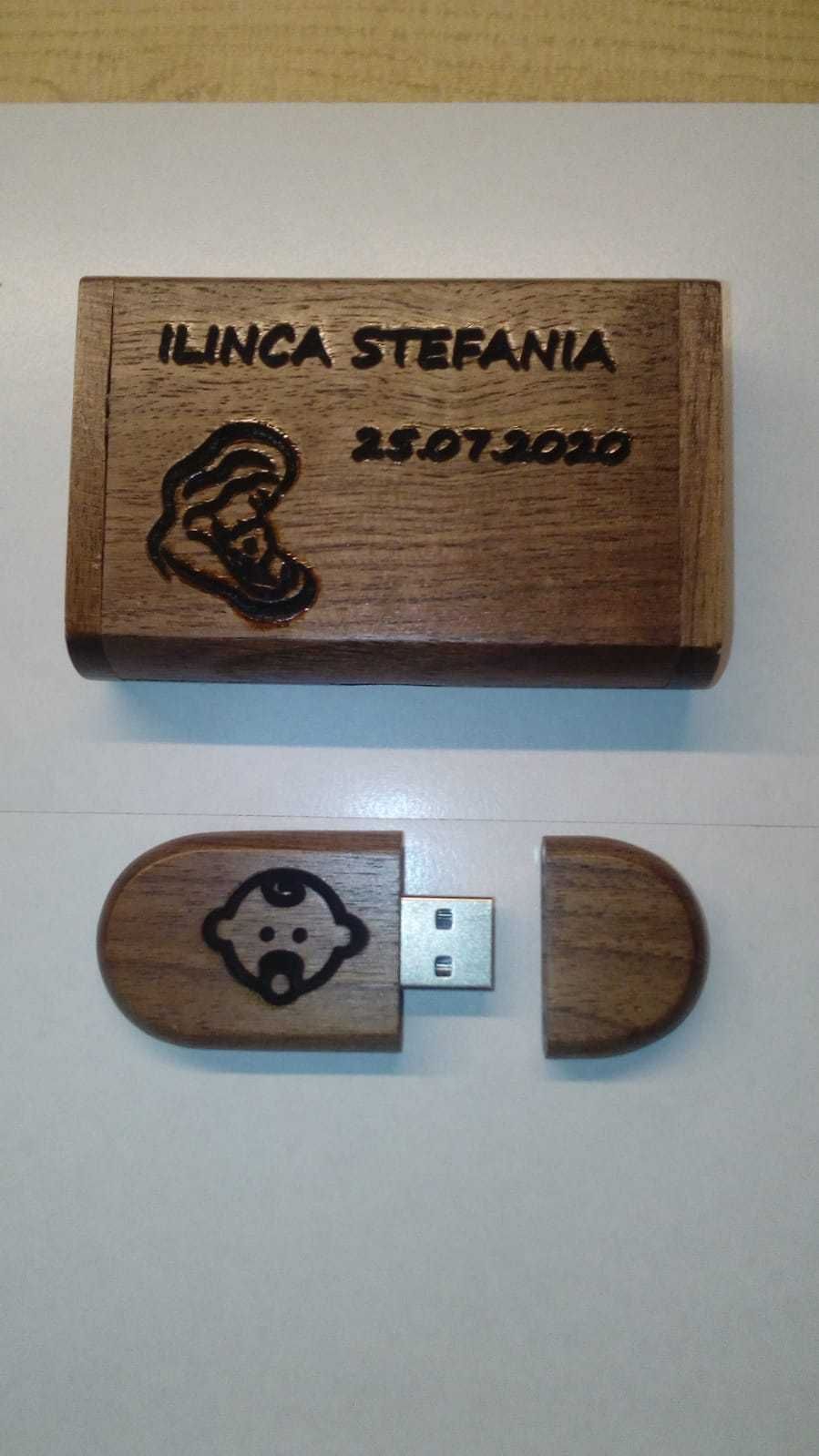 Stick USB + cutie lemn cu magnet