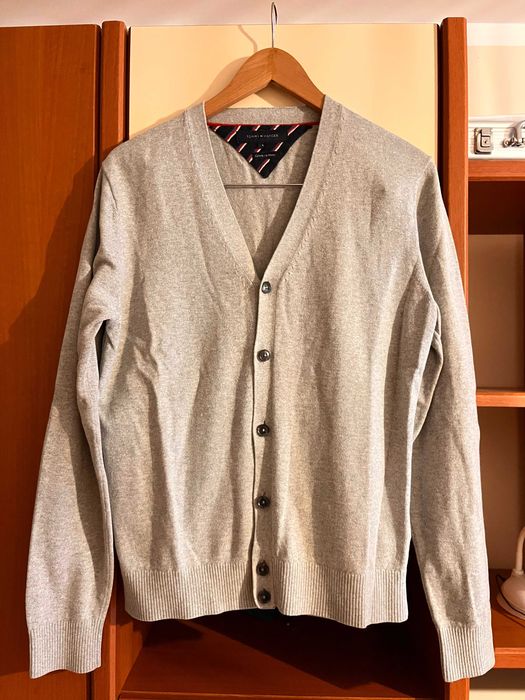 Cardigan gri barbatesc cashmear si cotton Tommy Hilfiger