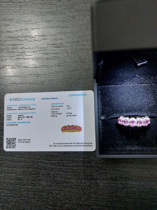 Inel aur Semi eternity cu diamante naturale și safire roz