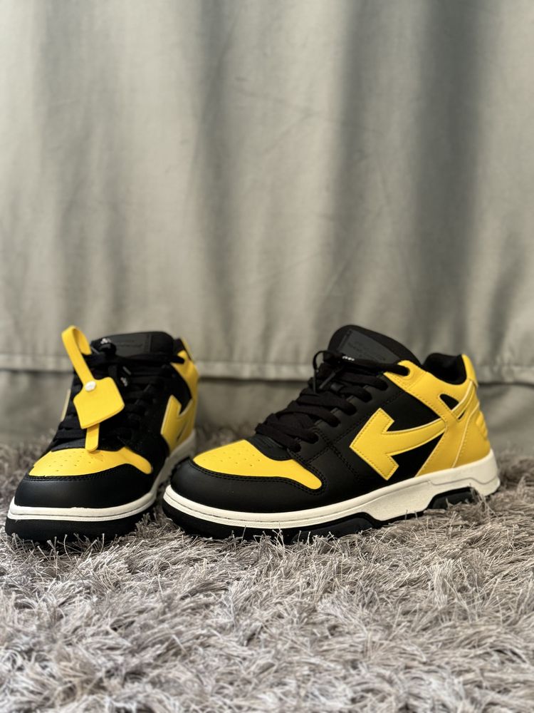 Off-White Out Of Office Lace-Up Sneakers Black and Yellow