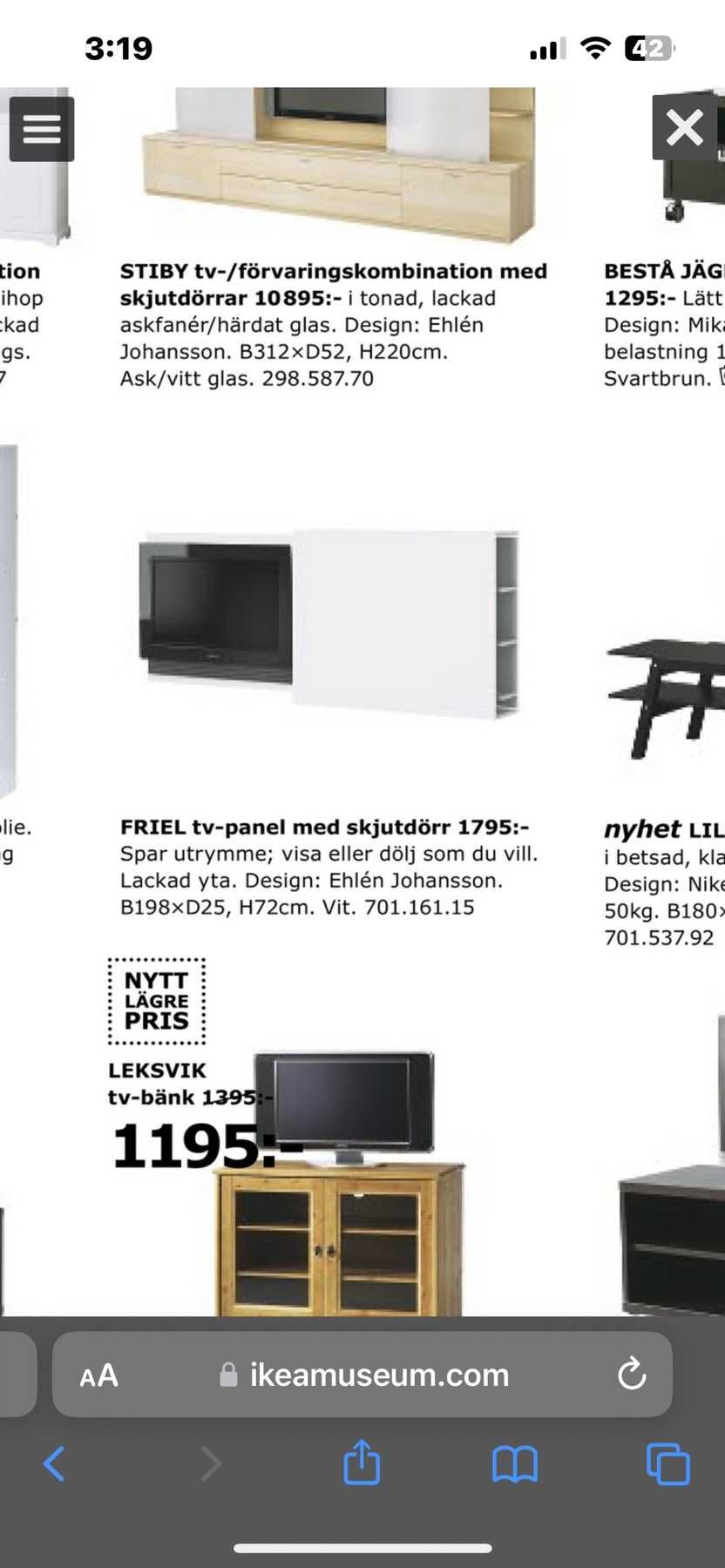 ТВ шкаф / панел за стена IKEA FRIEL с плъзгаща се врата