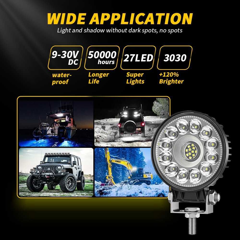 LED работна лампа 12V-24V бяла светлина Джип АТВ Коли