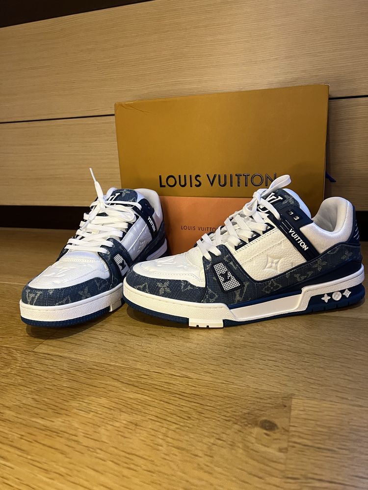 Оригинални Louis Vuitton Trainer Monogram Denim White Blue