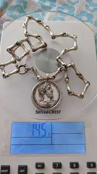 Сребърен ланец с медальон 145гр. поръчков