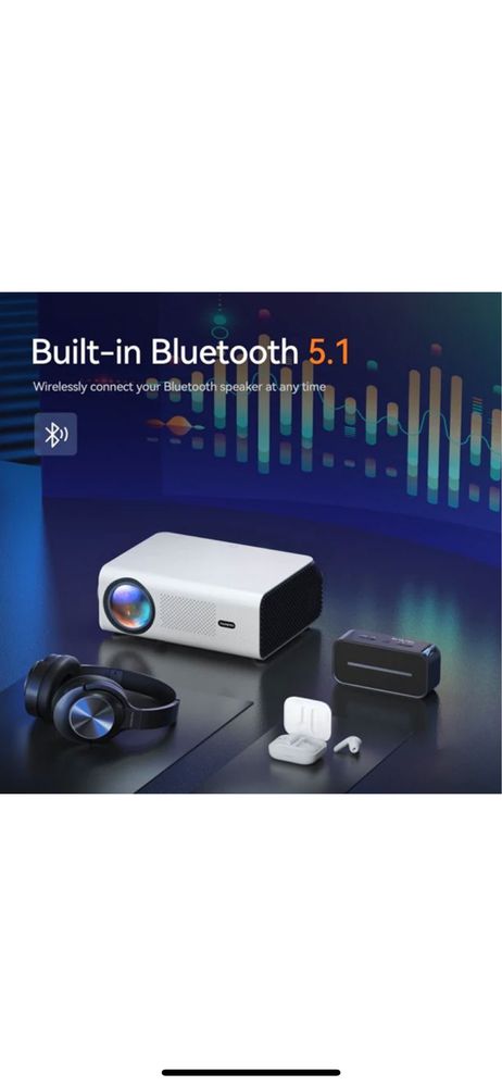Videoproiector  495W, 5G WiFi LED 4000 Lumeni Full HD Bluetooth Dolby