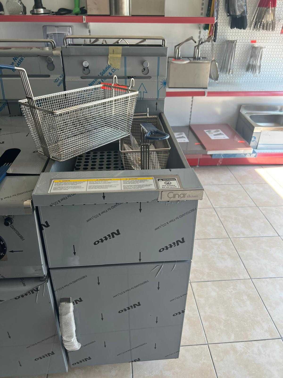 Friteuza pe Gaz Dubla | 21 Litri cu Robinet Scurgere