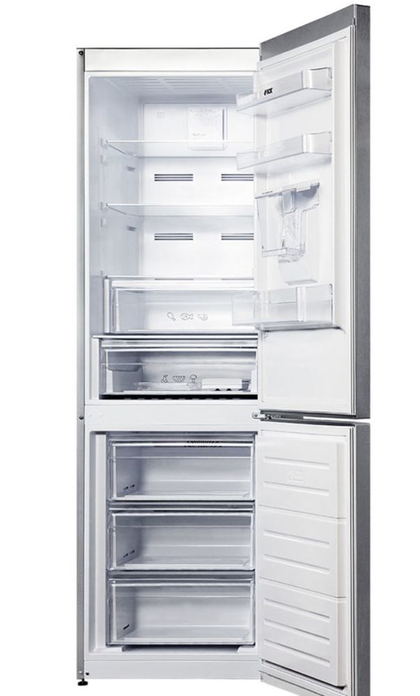 Хладилник с фризер  инокс с диспенсър No Frost Нов 5г. Гаранция
