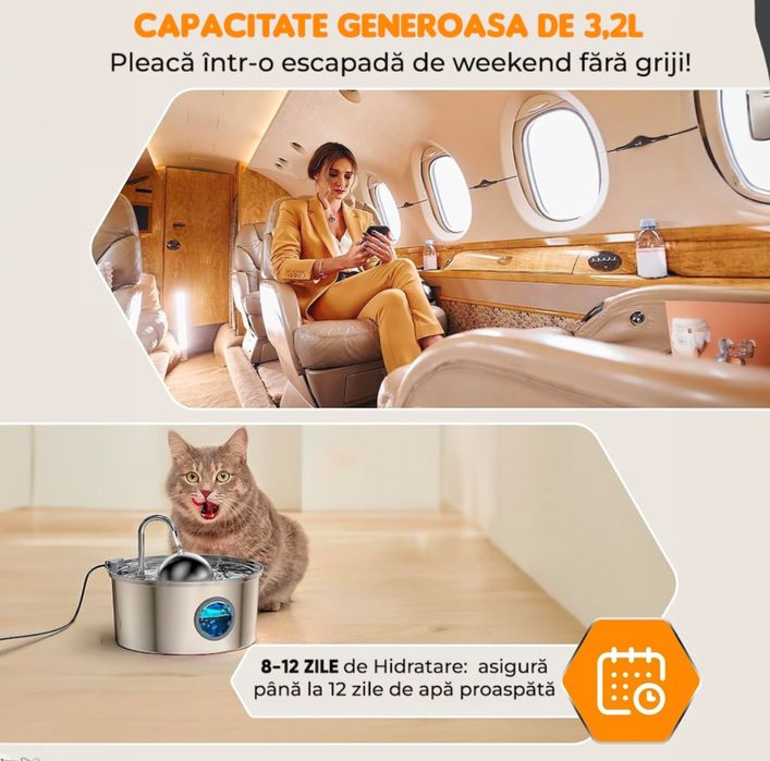 Fantana pentru pisici + senzor de miscare