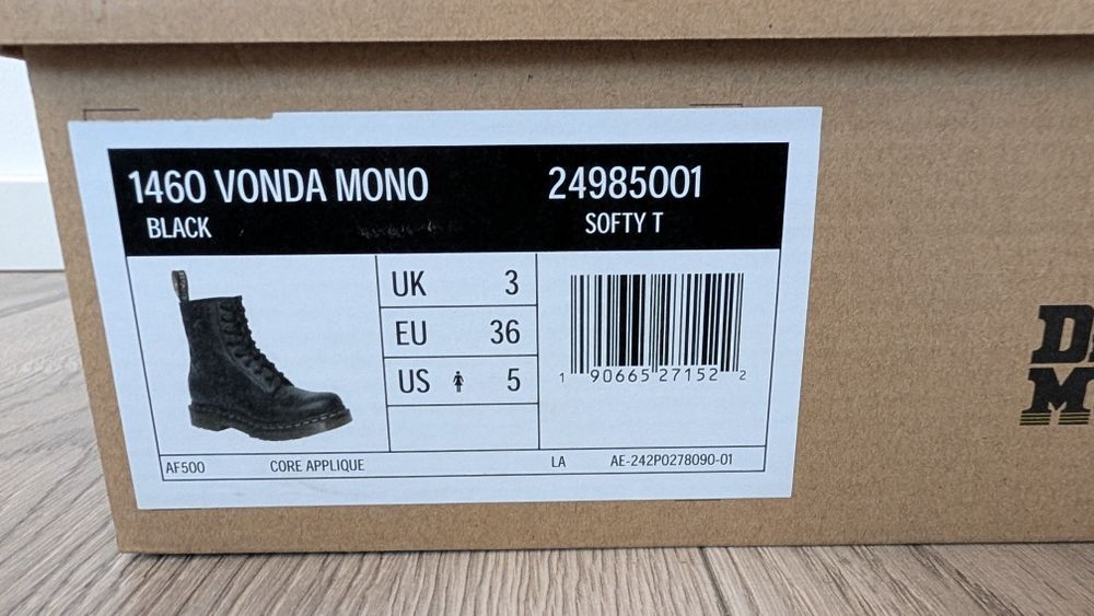 Dr Martens 1461 Vonda Mono Floral Softy T Black 36