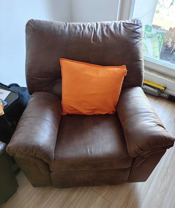 CONRAD Fotoliu cu recliner manual și balans, stofă. Am doua piese.