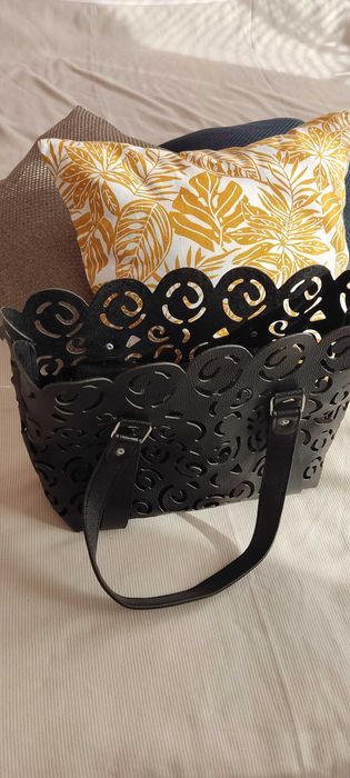 Стилна дамска чанта с флорални мотиви от две части