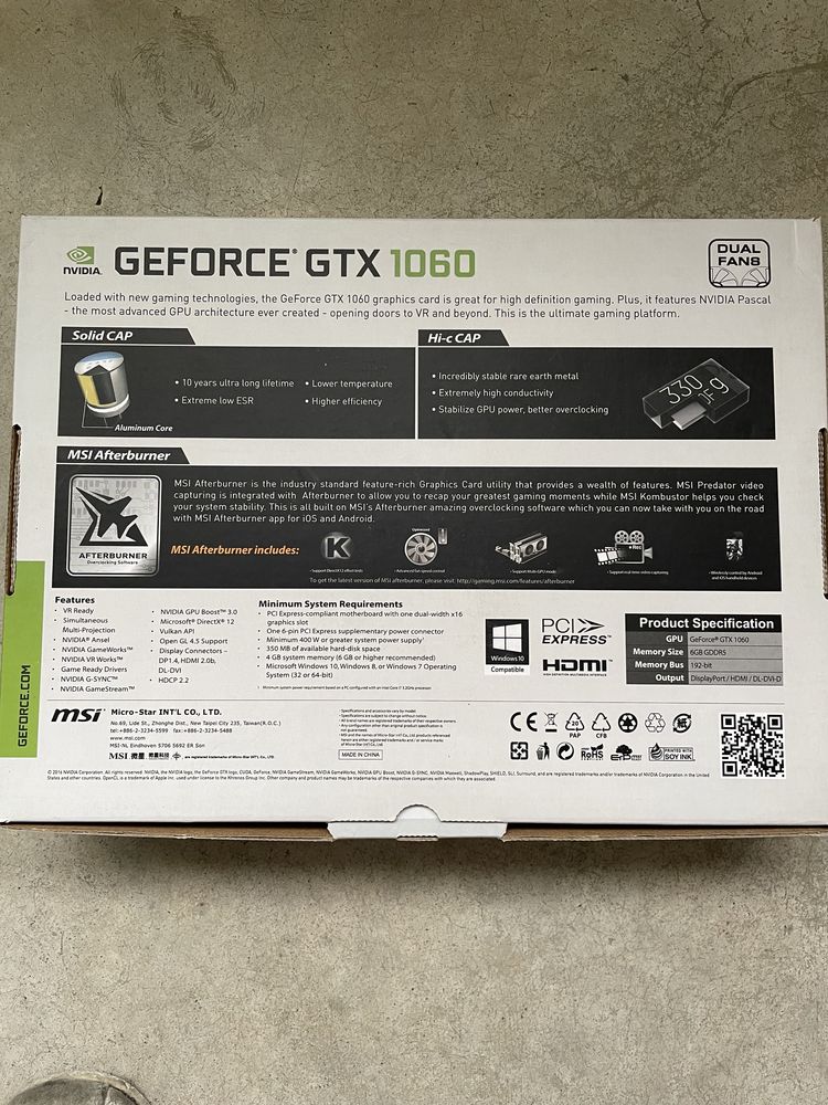 Видео карти Nvidia 6gb geforce gtx 1060 Gigabyte