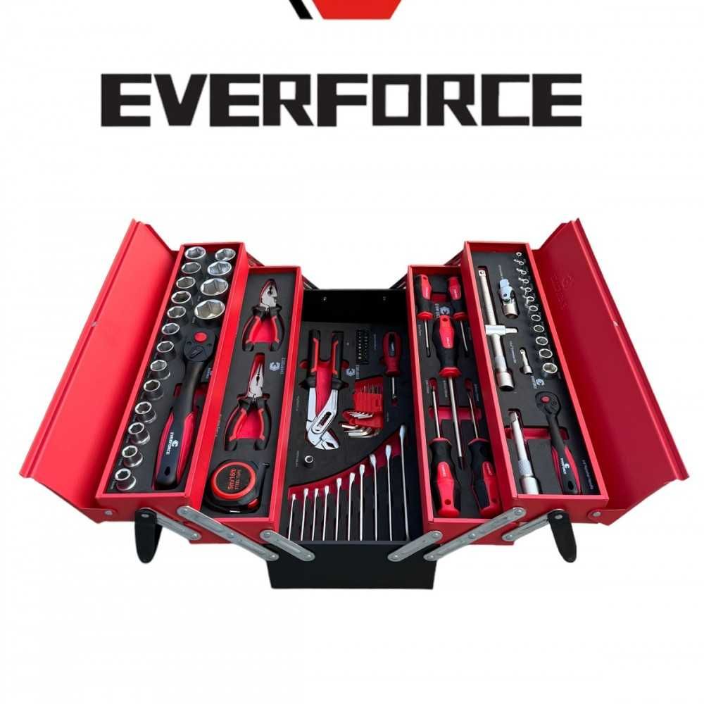 Сгъваем метален куфар с инструменти 86 части EverForce