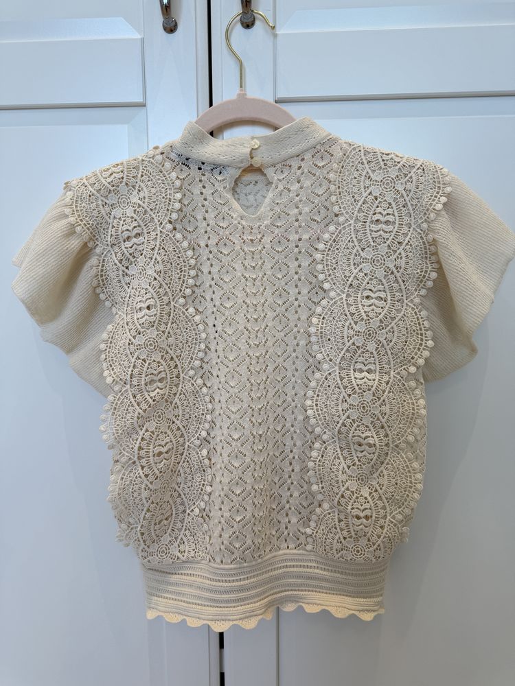 Ластична плетена блуза Zara S екрю