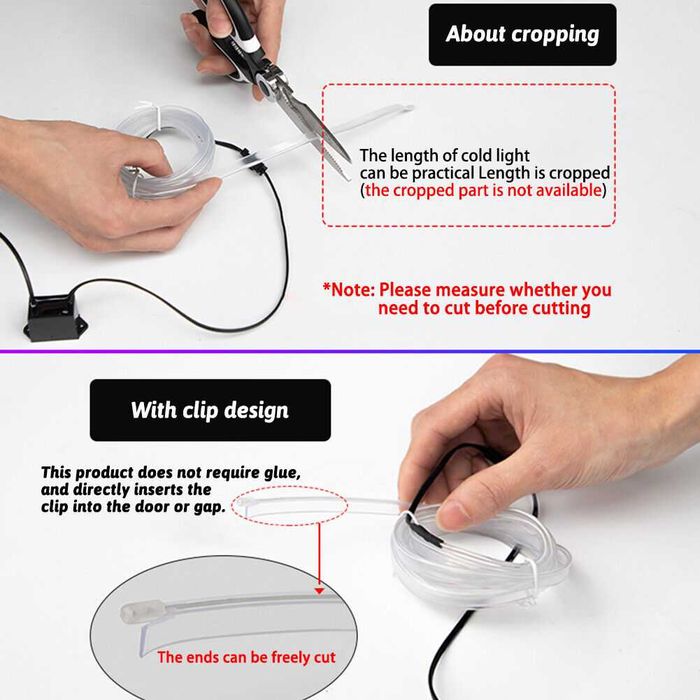 Интериорна светеща лента за табло 12V 1м или 2м амбиентно осветление