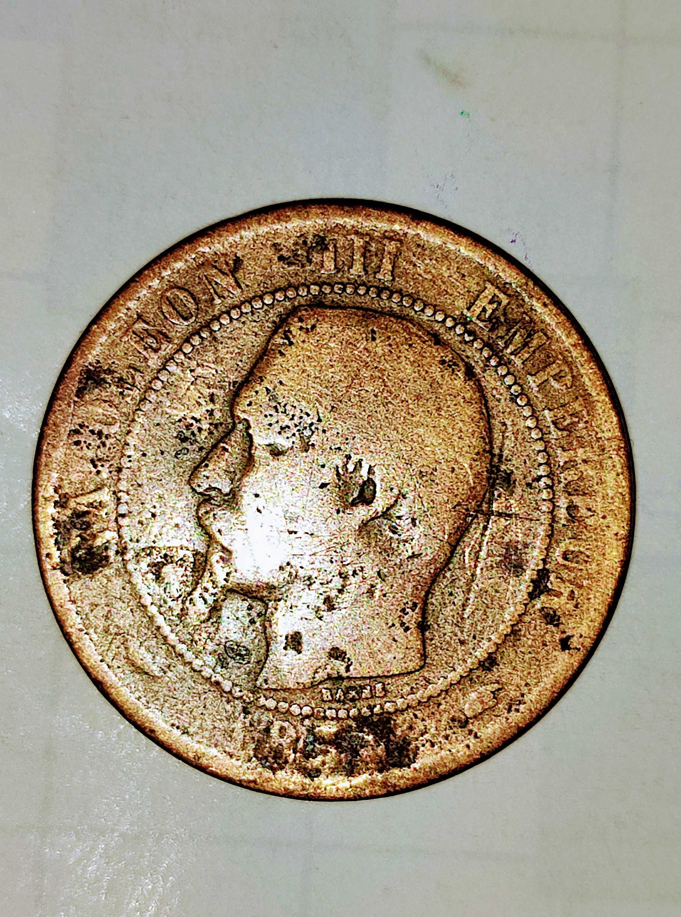 Два сантима 1852 година.Наполеон ||| Франция.