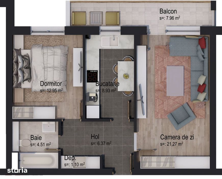 Apartament cu 2 camere în construcție