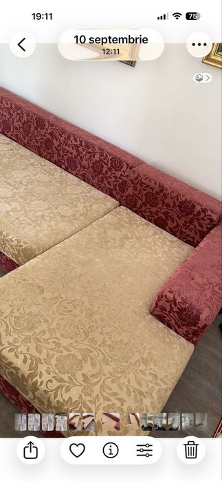 Pat matrimonial lemn masiv pictat 180/200 cm Coltar extensibil