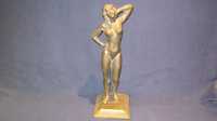 Statueta veche bronz/Femeie nud/Postament bronz/30 cm.