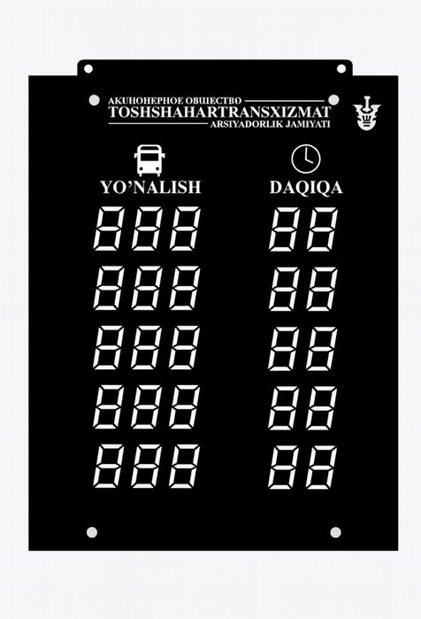 Elektron Tablo Avtobuslar bekatlar uchun