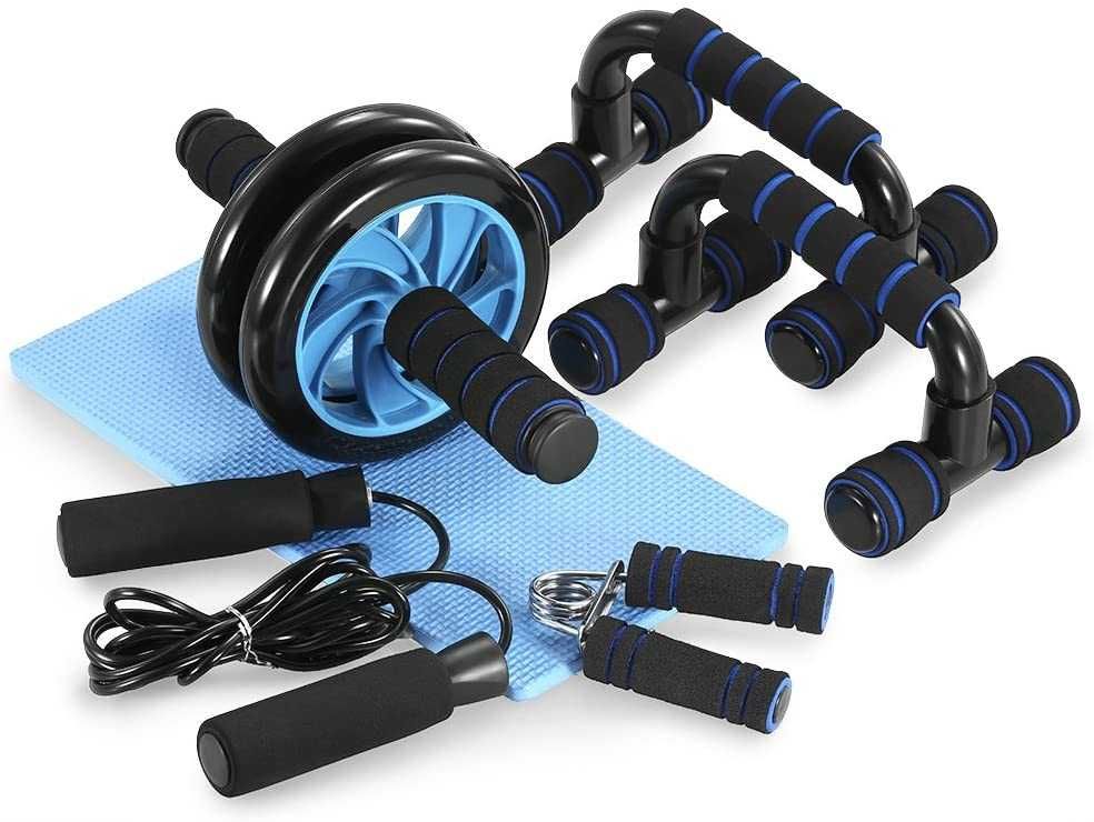 Kit sport fitness antrenament AB roller, flotari, flexor, coarda