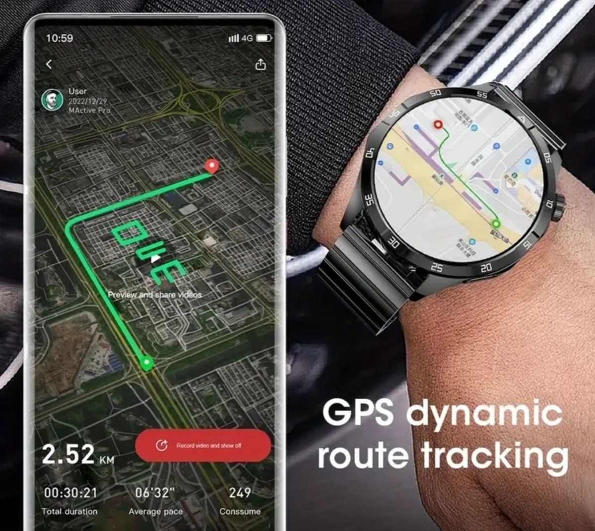 GT4 Pro Смарт Часовник – 1.53" дисплей, Bluetooth разговори, IP68,