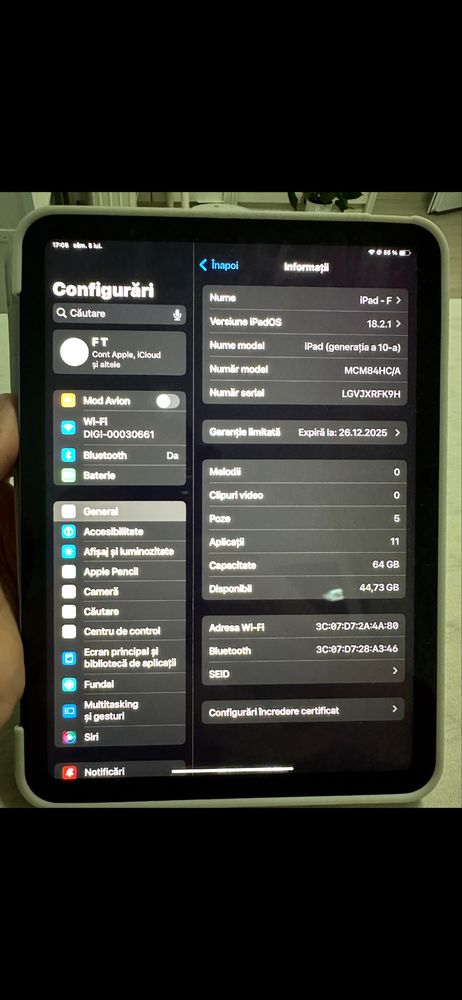 iPad 10 (2022), 64GB, Wi‑Fi – Albastru + folie sticla si husa
