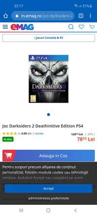 Vand jocuri ps4 Bloodborne si Darksiders 2