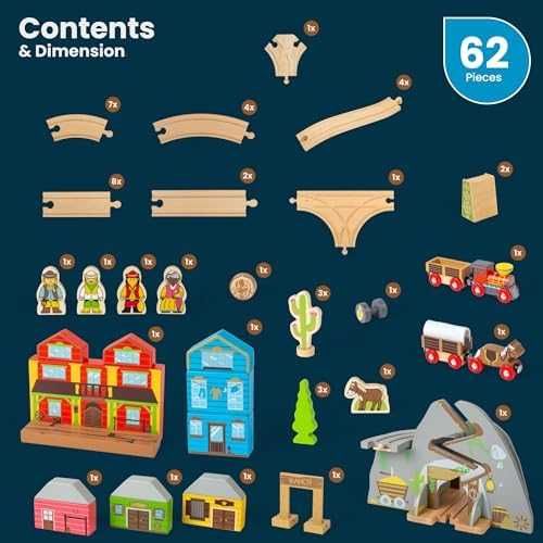 Нов Комплект Влакчета Див Запад 62 Елемента Деца Над 3 години подарък